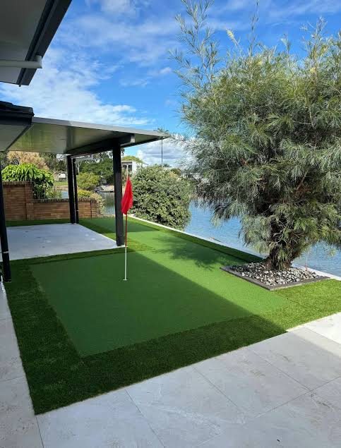 Backyard artificial grass feature area near the water, Mandurah